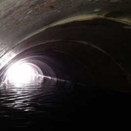 Liner filled with water during construction