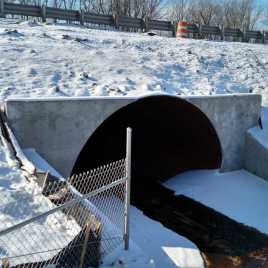 Completed poured headwall