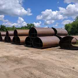 Fully stocked InfraSteel supply yard with different size elliptical liners